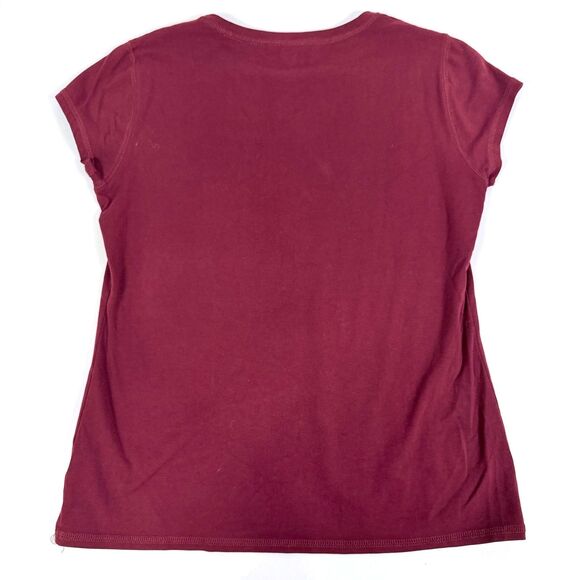 Ruff Hewn Women S Tee Burgundy Red Pima Cotton Soft Casual Everyday Basic Top - Picture 3 of 4